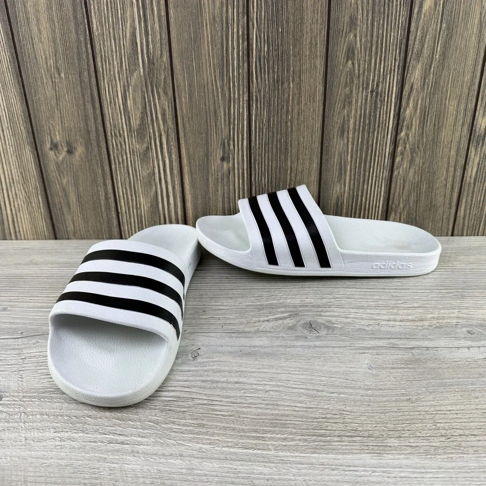 Adidas Unisex Adilette Shower Slides White & Black, Men 7, Women 8 Sandals